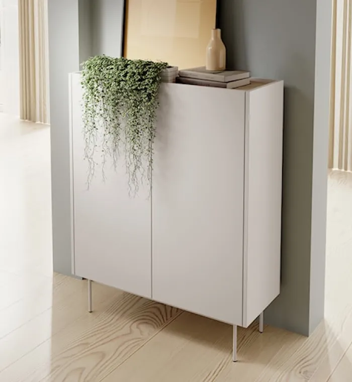 Komoda wysoka Color 97 cm dwudrzwiowa Kaszmir / Dąb Linea