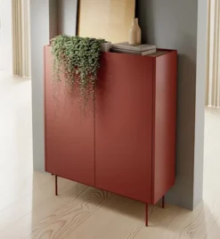 Komoda wysoka Color 97 cm dwudrzwiowa Ceglasta / Dąb Linea