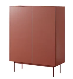 Komoda wysoka Color 97 cm dwudrzwiowa Ceglasta / Dąb Linea