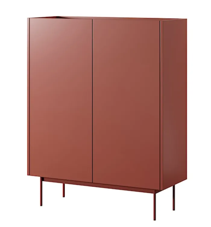 Komoda wysoka Color 97 cm dwudrzwiowa Ceglasta / Dąb Linea