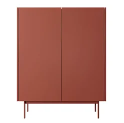 Komoda wysoka Color 97 cm dwudrzwiowa Ceglasta / Dąb Linea
