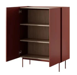Komoda wysoka Color 97 cm dwudrzwiowa Ceglasta / Dąb Linea