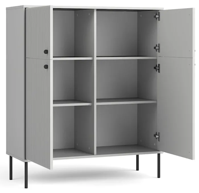 Komoda wysoka czterodrzwiowa Zeito 105 cm szara