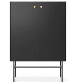 Komoda wysoka Divenos dwudrzwiowa 93 cm Czarna