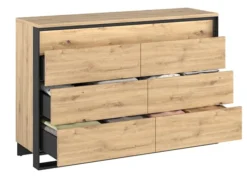 Komoda z szufladami Quant 130 cm z oświetleniem dąb artisan/czarny