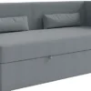 Łóżko młodzieżowe 90x200 cm Calmmo prawostronne z pojemnikiem ciemnoszare szenil hydrofobowy