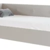 Łóżko młodzieżowe 90x200 cm Pixxel uniwersalne stelaż metalowy jasnobeżowe welur