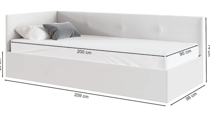 Łóżko młodzieżowe 90x200 cm Pixxel uniwersalne stelaż metalowy szare welur