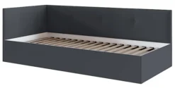 Łóżko młodzieżowe 90x200 cm Pixxel uniwersalne stelaż metalowy grafitowe welur