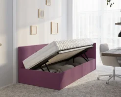 Łóżko młodzieżowe 90x200 cm Pixxel uniwersalne stelaż metalowy różowe welur