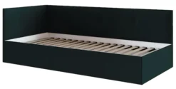 Łóżko młodzieżowe 90x200 cm Pixxel uniwersalne stelaż metalowy butelkowa zieleń welur