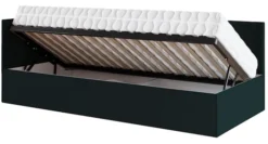 Łóżko młodzieżowe 90x200 cm Pixxel uniwersalne stelaż metalowy butelkowa zieleń welur