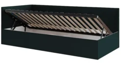 Łóżko młodzieżowe 90x200 cm Pixxel uniwersalne stelaż metalowy butelkowa zieleń welur