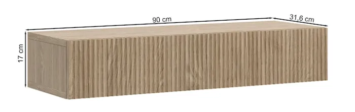 Konsola Nolie z szufladą i ryflowaniem na froncie wisząca 90 cm dąb olejowany