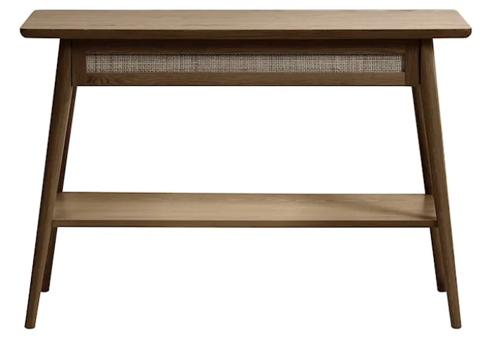 Konsola Visimmy 110x40 cm przyciemniony dąb/plecionka
