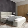 Łóżko tapicerowane Helma 160x200 cm z pojemnikiem kremowe welur