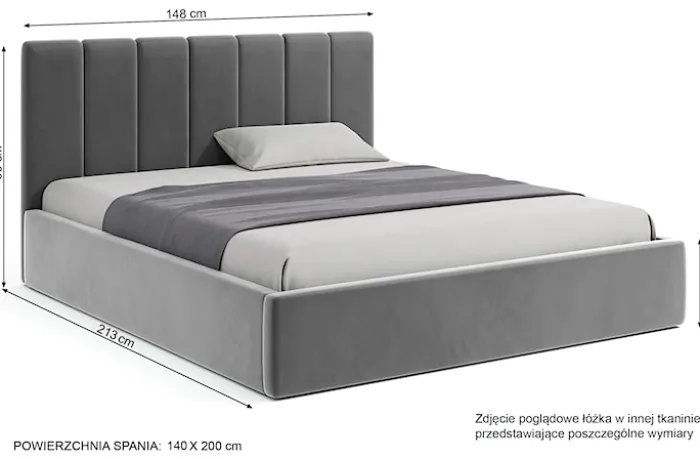 Łóżko tapicerowane Isara 140x200 cm z pojemnikiem kremowe welur