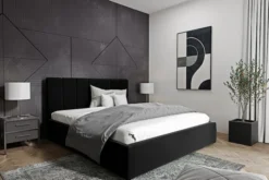Łóżko tapicerowane Isara 180x200 cm z pojemnikiem czarne welur