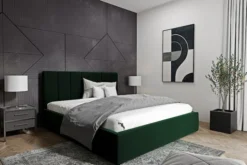 Łóżko tapicerowane Isara 180x200 cm z pojemnikiem zielone welur