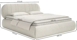 Łóżko tapicerowane 180x200 cm Asmelio z pojemnikiem stelaż metalowy khaki plecionka