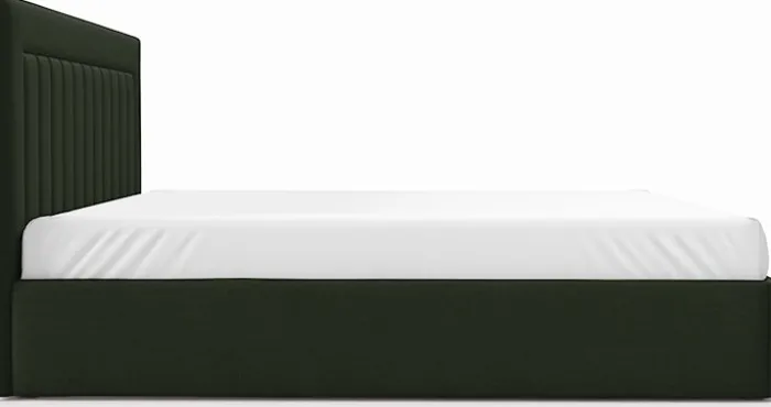 Łóżko tapicerowane 140x200 cm Averin z pojemnikiem ciemnozielone welur