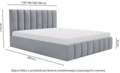 Łóżko tapicerowane 120x200 cm Buenioz pojemnikiem szarobeżowe velvet hydrofobowy