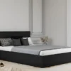 Łóżko tapicerowane 120x200 cm Campile z pojemnikiem czarne sztruks