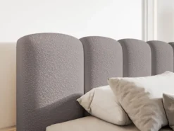 Łóżko tapicerowane 180x200 cm Cloudy II z pojemnikiem szarobrązowe boucle stelaż metalowy