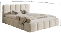 Łóżko tapicerowane 200x200 cm Cloudy z pojemnikiem jasnobeżowe szenil hydrofobowy