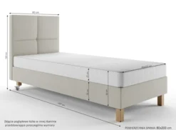 Łóżko tapicerowane 80x200 cm Donbay z wezglowiem panelowym i materacem kieszeniowym jasnoszare welur hydrofobowy