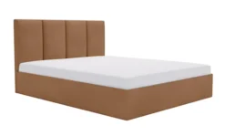Łóżko tapicerowane 140x200 cm Drimmi z pojemnikiem rudobrązowe velvet hydrofobowy