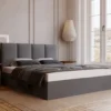 Łóżko tapicerowane 180x200 cm Drimmi z pojemnikiem ciemnoszare velvet hydrofobowy