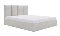 Łóżko tapicerowane 180x200 cm Drimmi z pojemnikiem szarobeżowe velvet hydrofobowy