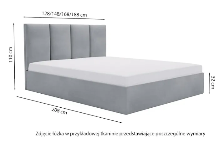 Łóżko tapicerowane 180x200 cm Drimmi z pojemnikiem szarobeżowe velvet hydrofobowy