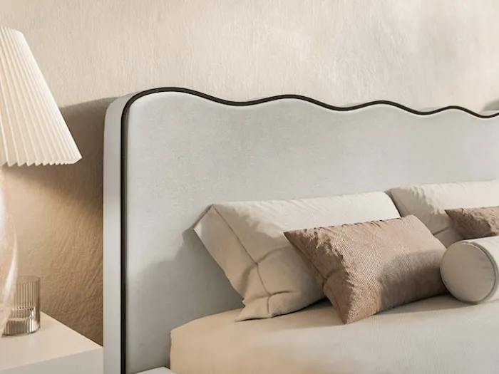 Łóżko tapicerowane 180x200 cm Duney z pojemnikiem jasnobeżowe welur