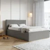 Łóżko tapicerowane 160x200 cm Lucera z pojemnikiem szare welur hydrofobowy