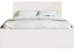 Łóżko tapicerowane 180x200 cm Lucera z pojemnikiem kremowe szenil