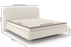 Łóżko tapicerowane 140x200 cm Nellado z pojemnikiem i materacem beżowe szenil