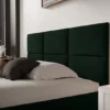 Łóżko tapicerowane 140x200 cm Nestio z pojemnikiem i metalowym stelażem ciemnozielony welur