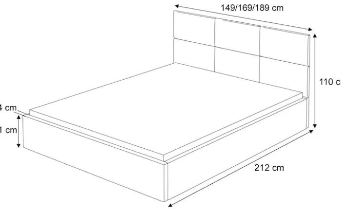 Łóżko tapicerowane 140x200 cm Nestio z pojemnikiem i metalowym stelażem ciemnozielony welur
