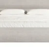 Łóżko tapicerowane 140x200 cm Roule Cord szarobeżowe sztruks nóżki czarne