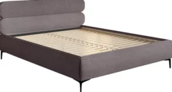 Łóżko tapicerowane 160x200 cm Roule Cord brązowe sztruks nóżki czarne