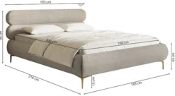 Łóżko tapicerowane 160x200 cm Roule Cord brązowe sztruks nóżki czarne