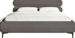 Łóżko tapicerowane 180x200 cm Roule Cord szare sztruks nóżki czarne