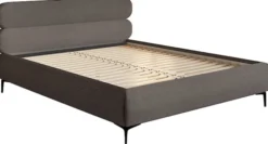 Łóżko tapicerowane 180x200 cm Roule Cord szare sztruks nóżki czarne