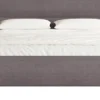 Łóżko tapicerowane 140x200 cm Roule Cord z pojemnikiem stelaż metalowy brązowe sztruks nóżki złote