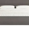 Łóżko tapicerowane 180x200 cm Roule Cord szare sztruks nóżki złote