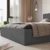Łóżko tapicerowane 160x200 cm Soave z pojemnikiem i metalowym stelażem stalowy welur