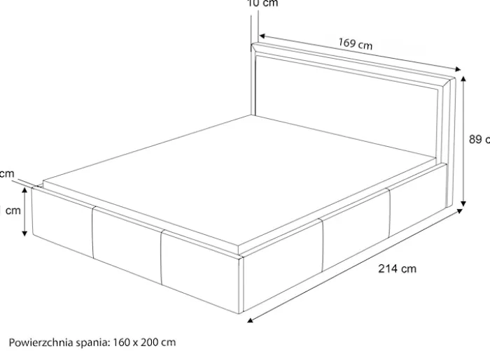 Łóżko tapicerowane 160x200 cm Soave z pojemnikiem i metalowym stelażem kremowy welur