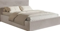 Łóżko tapicerowane 180x200 cm Softie Slim szarobrązowe welur hydrofobowy